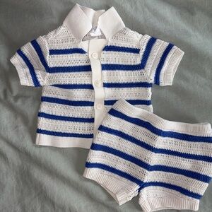 Gap Striped Blue and White Kids Knit Set